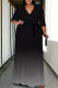 Casual Street Gradient Print Lace Up V Neck Printed Plus Size Dresses