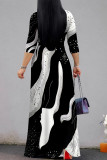 Casual Street Daily Geometric Print With Belt Contrast V Neck Printed Dresses