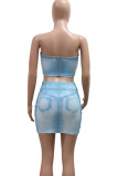Sexy Print Patchwork Backless Strapless Sleeveless Two Pieces