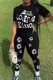 Casual Print Patchwork O Neck Short Sleeve Two Pieces