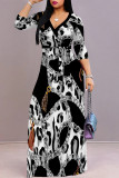 Casual Street Leopard Print Zebra Print Chain print Lace Up Contrast V Neck Printed Dresses