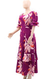 Celebrities Print Pocket Patchwork Zipper Square Neck A Line Dresses