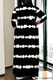 Casual Daily Striped Print Lace Up Contrast V Neck Printed Plus Size Dresses