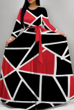 Casual Stripe Patchwork Strap Design O Neck A Line Dresses