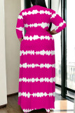 Casual Daily Striped Print Lace Up Contrast V Neck Printed Plus Size Dresses