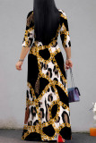 Casual Street Leopard Print Zebra Print Chain print Lace Up Contrast V Neck Printed Dresses