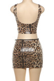 Street Print Patchwork Backless Square Neck Sleeveless Two Pieces