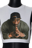 Sexy Print Patchwork O Neck T-Shirts