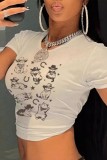 Casual Print Basic O Neck T-Shirts