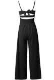 Sexy Solid Color Backless Belted Spaghetti Strap Bodycon Jumpsuits