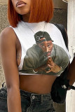 Sexy Print Patchwork O Neck T-Shirts