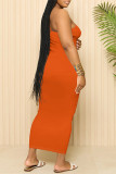 Sexy Solid Color U Neck Sling Dresses