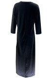 Casual Solid Color Patchwork O Neck Irregular Dresses