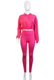 Casual Solid Color Draw String Patchwork Zipper Turndown Collar Long Sleeve Two Pieces