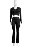 Casual Solid Color Patchwork Zipper Zipper Collar Long Sleeve Three Pieces
