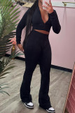 Casual Solid Color Patchwork Zipper Zipper Collar Long Sleeve Three Pieces