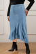 Street Solid Color Buttons Patchwork Zipper Ruffled Trim Wrapped Skirt Plus Size 