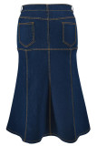 Street Solid Color Pocket Buttons Patchwork Zipper A Line Plus Size 