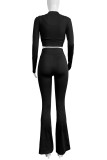 Casual Solid Color Patchwork Zipper Zipper Collar Long Sleeve Three Pieces