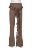 Street Solid Color Patchwork Ruffle Regular Low Waist Patchwork Bottoms