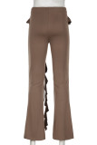 Street Solid Color Patchwork Ruffle Regular Low Waist Patchwork Bottoms