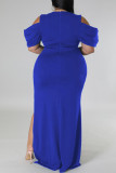 Sexy Solid Color Slit V Neck Long Plus Size Dresses