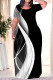 Casual Geometric Print Leopard Print Pocket Contrast O Neck Printed Plus Size Dresses