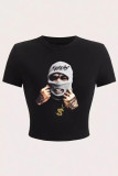 Casual Print Patchwork O Neck T-Shirts