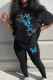 Casual Print Patchwork O Neck Short Sleeve Two Pieces