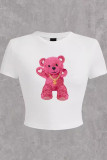 Casual Print Patchwork O Neck T-Shirts