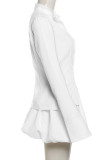 Sexy Solid Color Patchwork Ruched Zipper Zipper Collar Long Sleeve Two Pieces