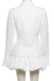 Sexy Solid Color Patchwork Ruched Zipper Zipper Collar Long Sleeve Two Pieces