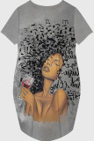 Casual Print Patchwork O Neck Straight Dresses