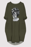 Casual Figure Print Pocket O Neck Printed Dresses