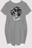 Casual Figure Print Pocket O Neck Printed Short Sleeve Dress