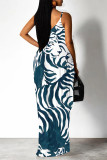 Sexy Animal Print Pocket V Neck Printed Dresses