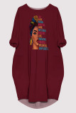 Casual Figure Print Pocket O Neck Printed Dresses