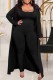 Casual Solid Color Basic U Neck Plus Size Three Piece Set