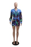 Casual Print Patchwork Shirt Collar Long Sleeve Two Pieces