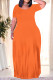 Casual Daily Solid Color Pocket O Neck Printed Plus Size Dresses