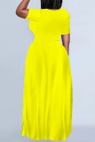 Casual Daily Solid Color Pocket O Neck Printed Plus Size Dresses
