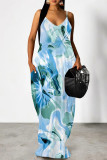Sexy Floral Print Pocket V Neck Printed Dresses