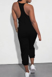 Sexy Solid Color Pocket Patchwork Backless Spaghetti Strap Regular Jumpsuits