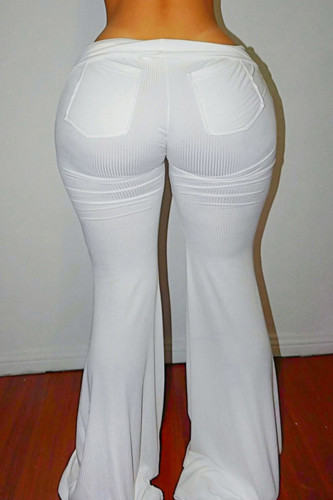 Sexy Solid Color Pocket Patchwork Regular Low Waist Speaker Patchwork Bottoms