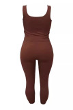 Sexy Solid Color Patchwork U Neck Plus Size Two Pieces