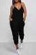 Sexy Solid Color Pocket Patchwork Backless Spaghetti Strap Regular Jumpsuits