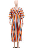 Elegant Plaid Patchwork V Neck A Line Dresses