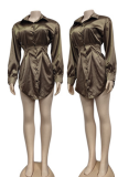 Casual Solid Patchwork Turndown Collar Tops