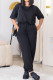 Casual Solid Color Pocket Patchwork O Neck Half Sleeve Two Pieces