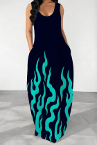 Casual Geometric Print Pocket U Neck Printed Dresses